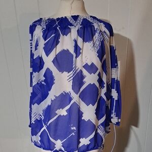 Lane Bryant Abstract Blue and White Blouse